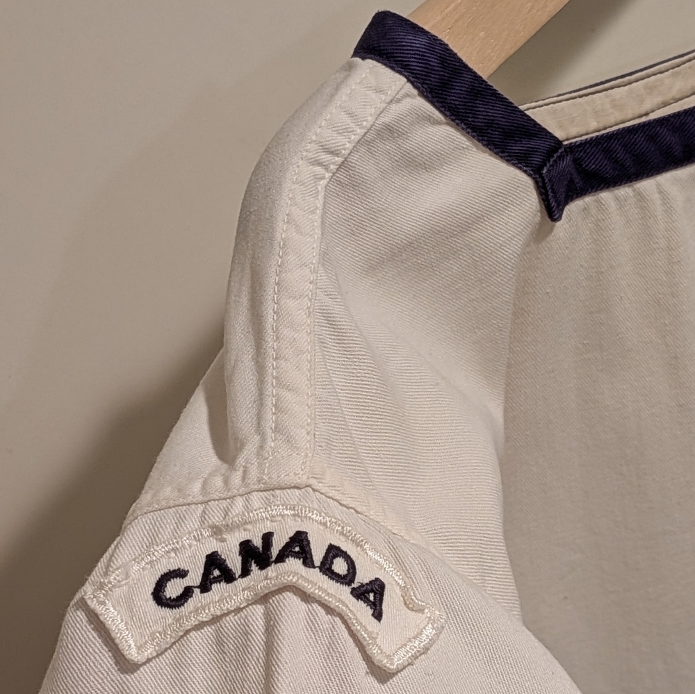 1966 Canadian Military S White and Blue Sailor's Top - SEE SIZE NOTE